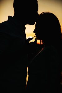 portrait, wedding, kiss